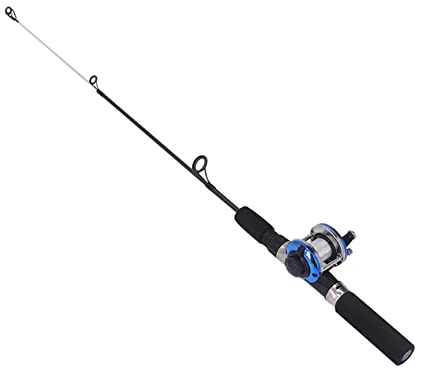 Fockety Eisangelruten-Kombination, Ultraleichte 67-cm-Angelrute mit Angelrollen-Kit Inklusive 10 Eisangelhaken, Aufbewahrungsbox, Angelschnur und Angellöffel, Angelset für