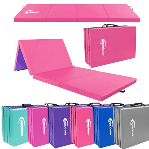 eyepower 180x60 Klappbare Turnmatte für Zuhause - Gymnastikmatte Dicke 5cm - Weichbodenmatte Klappbar - Turnmatte Kinder Outdoor Sport Matratze Sportmatte Faltbar Fitness Matte Pilates Pink-Lila