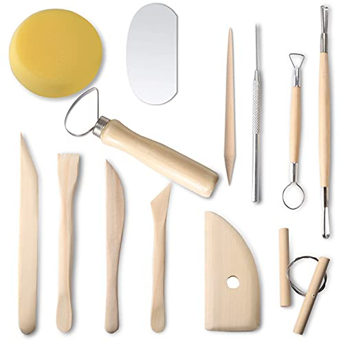 Nuts OT nuts 13 Stück Töpferwerkzeug Set Keramik Werkzeug DIY Grabstichel Kit Töpfer Polymer Clay Sculpting Ton Tools Modellierwerkzeuge Set für Modellbau Schnitzarbeiten Kerzenherstellung