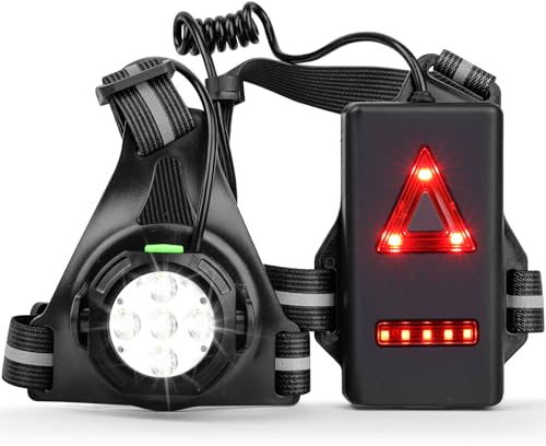 Joltix Lauflicht mit Reflektoren, 500 Lumen Lauflampe, 90° verstellbare LED-Laufbrustlicht, USB Wiederaufladbare Wasserdichte Laufleuchte für Jogging, Camping, Wandern (5 lights)