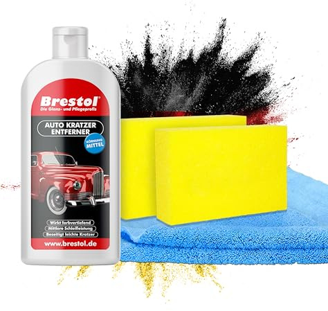 BRESTOL® Auto Kratzer Entferner mit Zubehör - Kratzerentferner Autolack - entfernt kleine Kratzer & Schrammen, Farbspuren, Reibspuren & Rostspuren, Lackkratzerentferner & Lackreiniger