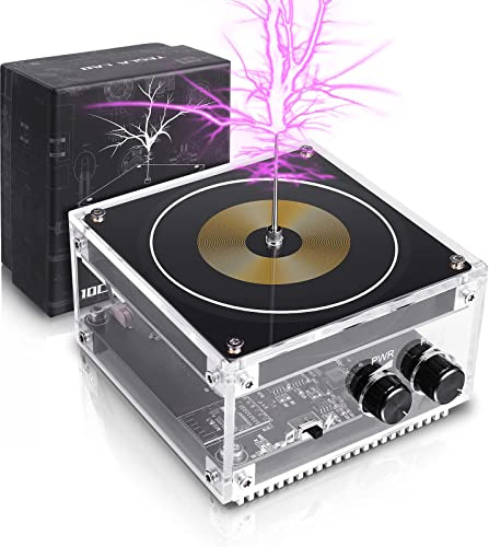 DONGKER Musik Tesla Coil Speaker, Lichtbogen Plasma Generator Teslaspule Bluetooth Lautsprecher mit Audiokabel DIY Desktop Spielzeug Berührbarer künstlicher Blitz Experiment Modell für Dekorationen