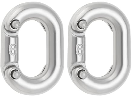 LT Easiyl 2 Stück 8mm Edelstahl 316 geteilte Kettenglieder, robuster Kettengliederverbinder für Kettenanbindung, 25 x 13 mm, silber
