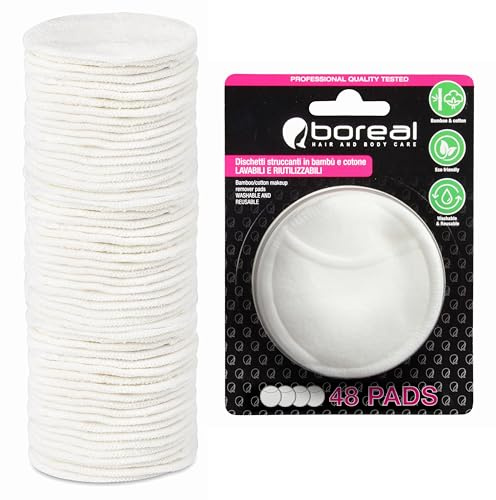Make-up-Entferner-Pad aus Bambus-Baumwolle, 48 wiederverwendbare waschbare Pads mit Tasche, umweltfreundlich für alle Hauttypen