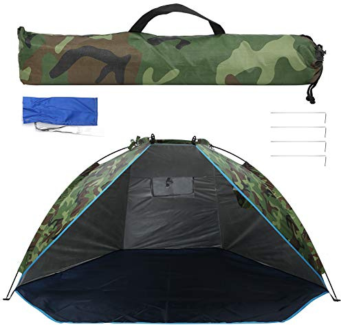 BuyWeek Angelzelt, Outdoor Camping Zelt Tragbarer Wasserdichter Tarnung Sonnenschirm 2 Personen Zelt für Angeln Camping Picknick