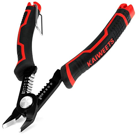 KAIWEETS 3-in-1 Seitenschneider, Schneidezange und Abisolierzange für 20-10 AWG Kabel, Versteckte Feder, Anti-Rutsch-Griff, Präzisionszange Electronics für Kleinstarbeiten und Platinen