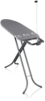 Leifheit Bügelbrett AirBoard M Black, Bügeltisch Fläche bis 120 x 38 cm | Spezialkunststoff-Bügelfläche, 2-Seiten-Bügeleffekt, höhenverstellbar 78-98 cm, auch für Dampfgeleisen geeignet, schwarz