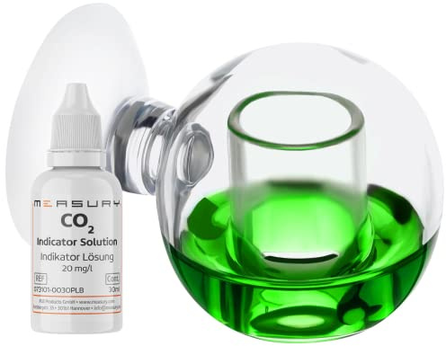 Measury CO2 Dauertest Aquarium 'Orb' mit 30 ml Testflüssigkeit 20 mg/l, CO2 Test Aquarium Drop Checker, CO2 Tester