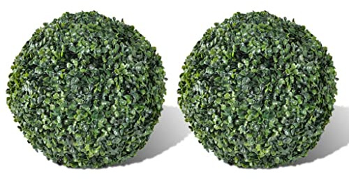 vidaXL 2X Buchsbaumkugel Künstlich Buchsbaum Kugel Formschnitt Kunstpflanze Dekopflanze Buchskugel Künstliche Pflanze 27 cm