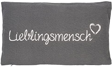 KAMACA Lieblingsmensch Kissen 30x50 cm Flauschig gefülltes Kuschelkissen grau mit Aufschrift und Reißverschluss Geschenk für Partner, Freundin, Kollegen oder Familie Bezug aus 100% Baumwolle (GRAU)