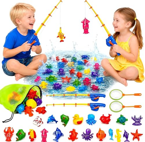 30 Pcs. Angelspiel Magnetisch Wasserspielzeug Kinder Outdoor Pool Spielzeug Kinder ab 3 4 5 Jahre Badewannenspielzeug Badespielzeug Gartenspielzeug für Kinderpool/Planschbecken/Strand