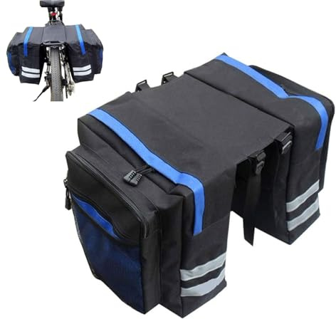 Bssowe Fahrradtaschen Gepäckträger, Gepäcktaschen Fahrrad, Satteltaschen Für Fahrrads Gepäckträger Wasserdicht, Doppeltasche Fahrrad Wasserdicht, für die Rücksitz Aufbewahrung des Fahrrads, Blau