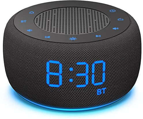 DOUMOSH Radiowecker mit Bluetooth, Wecker Digital | 0-100% Display Dimmer, Farbige Nachtlicht, Wecker Bluetooth Lautsprecher für das Schlafzimmer