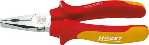 HAZET VDE-Kombinationszange 1850VDE-44 I Induktiv gehärtete Schneiden (Härte: 60 HRC) I Schutzisoliert I Ergonomischer 2-Komponenten-Griff I für präzises schneiden und halten von Materialien