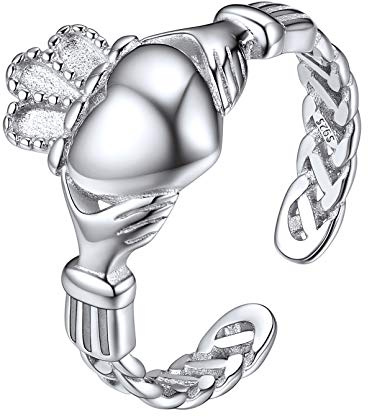 ChicSilver Damen Silberring Irischer Claddagh Fingerring mit Keltischer Knot Mädchen Ring mit Geschenkebox für Freundin Ehefrau