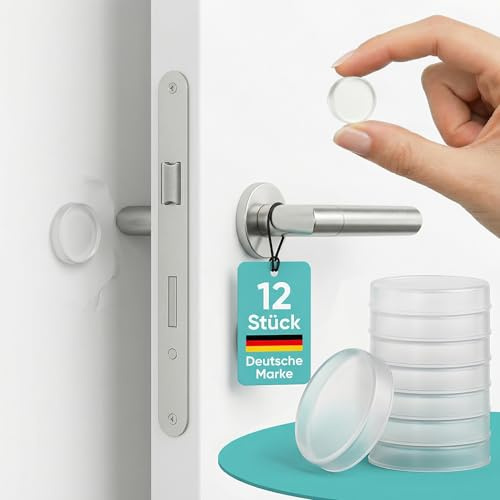 Türstopper Wand selbstklebend Transparent [12 Stück] – 20mm breite Türpuffer Wand & Türklinken Stopper, Stoßdämpfender Wandschutz für Türklinke, Anschlagpuffer für Türgriffe & Möbel