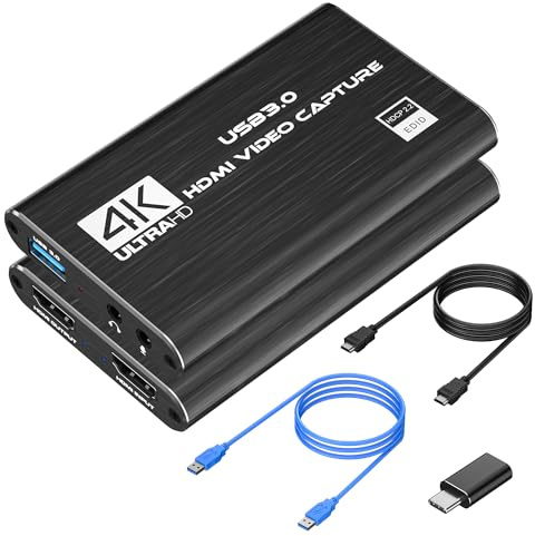 VIXLW Video Capture Card, 4K HDMI Video Capture Card, 1080P 60FPS, Loop-Out, USB 3.0 Audio Cam Link für Streaming, Gaming, funktioniert für Nintendo Switch/PS5/Switch/Kamera/PC/OBS