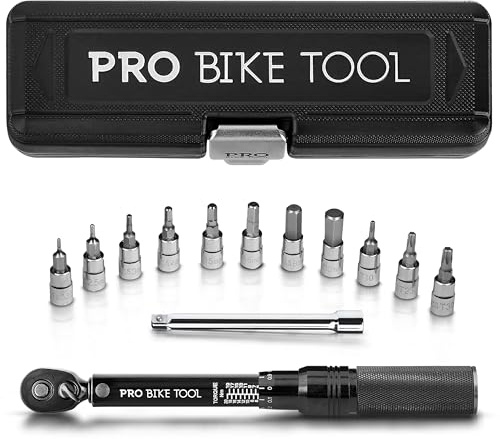 Drehmomentschlüssel Fahrrad & Motorrad 1/4 Zoll Antrieb mit Umschaltknarre und Verlängerung, Messbereich 2 bis 20 Nm; Präzisionswerkzeug inklusive Innensechskant Hex und Torx Bits Für Rennrad, MTB