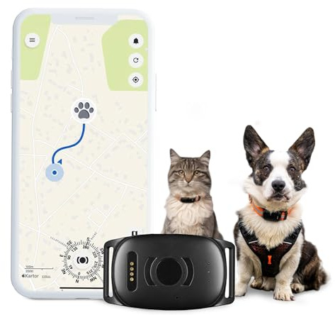 MiniFinder Atto Pro GPS Tracker Hund Echtzeit-Ortung, Hunde GPS Tracker mit integrierter SIM Virtuellem Zaun Escape-Alarm, Wetterfest 35h Akku GPS Ortung Haustier