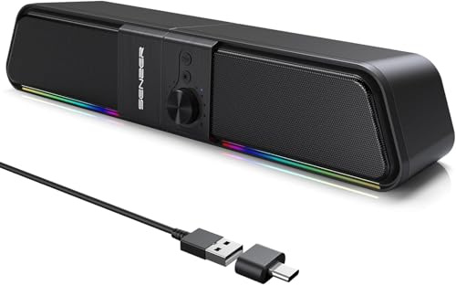 SENZER CS20 Pc Lautsprecher USB Powered Bluetooth Flowing LED Gaming Soundbar Lautsprecher für Laptop Desktop Monitor(Nicht 3,5mm Jack)