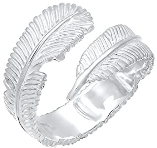 Elli Ring Damen Wickelring mit Feder Look in 925 Sterling Silber