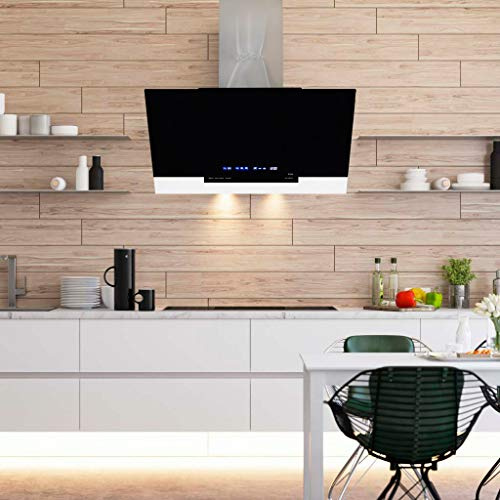 Kaiser Premium AT 8438 F ECO Dunstabzugshaube 80cm kopffrei, Edelstahl Schwarz Glas, Wandhaube,Dunstabzug,TouchControl, LED Display,Abzugshaube, 910m³/h, Ablufthaube,Umlufthaube,unkl.Umluftset