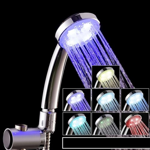 LED-Duschkopf mit 7 Farbwechseln, wassersparend, Hochdruck-Duschkopf, wasserbetrieben, für Badezimmer