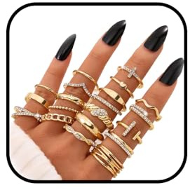 Hebterrka 20 Stück Gold Knuckle Rings Set für Frauen, Zierlich, Einfach, Trendy, süße stapelbare Fingerringe, Pack, Stapeln und Schichten auf Daumen und Knöcheln, gemischte Größe