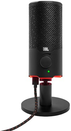 JBL Quantum Stream Mikrophon – USB-Mikrofon mit zweifachem Kondensator für Streaming, Aufnahmen und Spiele – Schwarz