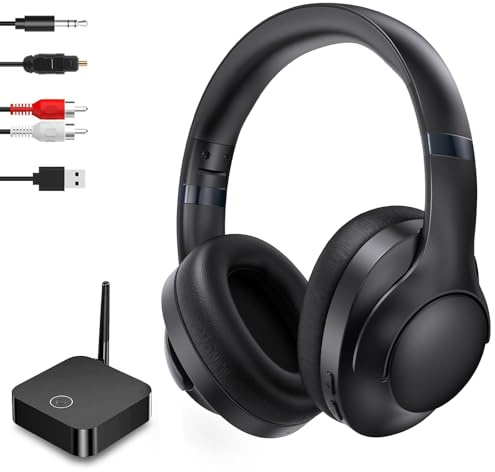 LETSACTIV Funkkopfhörer für Fernseher, Kabellose TV-Kopfhörer für Senioren | 2,4GHz BT 5.0, 40h Akku,196ft Reichweite,hohe Lautstärke,Opt/AUX/RCA/USB, Hi-Fi,Plug & Play Perfekt für Senioren