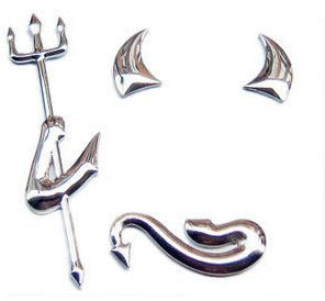 3D Chrom Auto Aufkleber Car Sticker selbstklebend wetterfest Auto KFZ Deko Teufel Devil silber