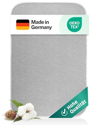 everlar® Bügeldecke I Qualität Made in Germany I Tisch Bügelmatte zum bequemen Bügeln zu Hause & unterwegs I 100 x 65cm I Bügelunterlage I Hitzebeständig I Obermaterial 100% Baumwolle