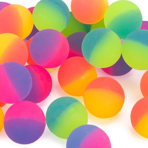 HAKACC 35 Stück Flummies für Kinder, 25mm Neon Flummi Set für Karneval Mitgebsel Kindergeburtstag, Gastgeschenke Gummiball Hüpfball Wurfmaterial Party Füllung
