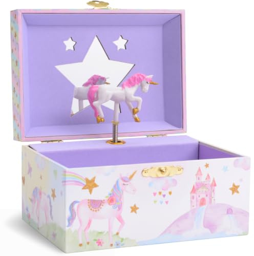 Jewelkeeper® Schmuckkästchen Mädchen mit Spieluhr und Einhorn | Spieluhr Kinder mit Einhorn-Drehfigur, Einhorn-Geschenke für Mädchen, Geschenk Mädchen 4 Jahre