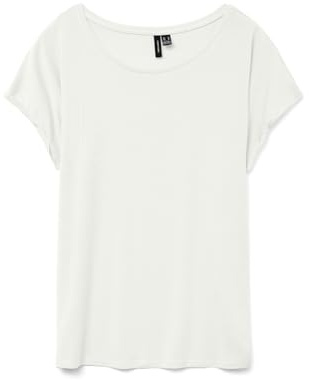 VERO MODA Damen Vmava Plain Top Gajrs Noos T-Shirt, Snow White, M EU