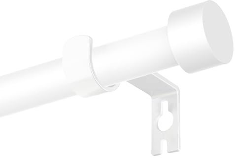 Poskena Gardinenstange 63-183cm, 16mm Verstellbare Vorhangstange Weiß | Gardinenstangen, Einfache Endkappe und Halterung, Edelstahl Weiß Ausziehbar für Schlafzimmer, Wohnzimmer, Küche
