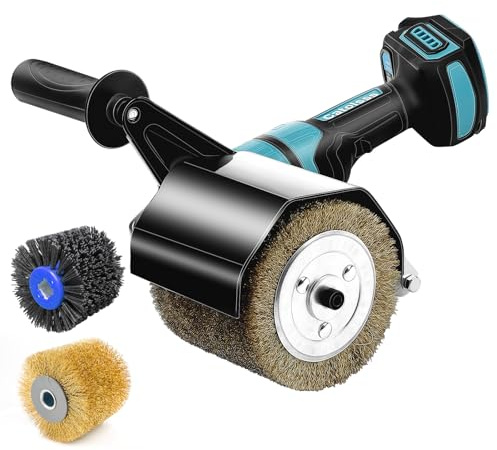Catolsss Akku-Bürstenschleifer 800W Kompatibel mit Makita 18V, Bürstenlos 6-Gang-Drehregler, 8000RPM Satiniermaschine für Außenrenovierungen,2 Fächerbürsten und Zubehör(Ohne Akku)
