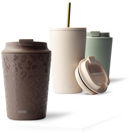 MAMEIDO Thermobecher 350 ml, dichter Kaffeebecher to go aus Edelstahl doppelwandig isoliert, auslaufsicher, Coffee to go Becher warmhaltend (Wild Allure)