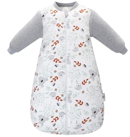 Baby Schlafsack Winter mit abnehmbaren Ärmeln 3.5 TOG Warm Baumwolle Baby Winterschlafsack 0-18 Monaten (Koala, S)