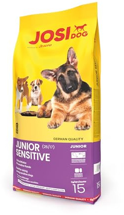 JosiDog Junior Sensitive (1 x 15 kg) | Junior | Premium Trockenfutter für wachsende, Sensible Hunde | Welpenfutter ab der 8. Woche | gut verträglich | Powered by JOSERA | Hundefutter | 1er Pack