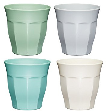 KitchenCraft Colourworks Becher Geschirrset, 4-teiliges Gläser Set, Unzerbrechliche Camping Becher aus Melamin, Picknick und BBQ Gläser in 4 Pastellfarben, Outdoorgeschirr, 280 ml