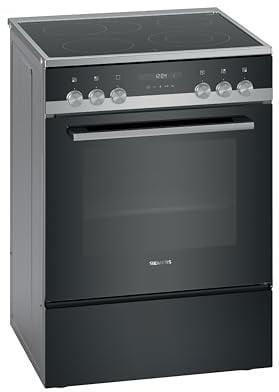 Siemens iQ500 Freistehender Elektro-Standherd Edelstahl 60 cm HK9S5A240 | Schnellaufheizung, Nur Drehknebel, 3D (gleichzeitiges Backen auf bis zu drei Ebenen), 66 l Nutzinhalt, Restwärmeanzeige