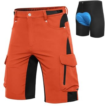 Cycorld MTB Fahrradhose Herren kurz: 4D-gepolstert | Radlerhose mit separater Innenhose, Sitzpolster, verstellbarem Bund, Stretch, Atmungsaktiv, Schnelltrocknend, 6 Taschen