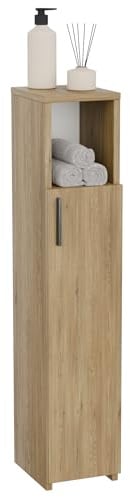 ComfortCove Badschrank Schmal, Badezimmerschrank, Eiche | Freistehender Aufbewahrungsschrank, Regal für Bad, Küche und Wohnzimmer