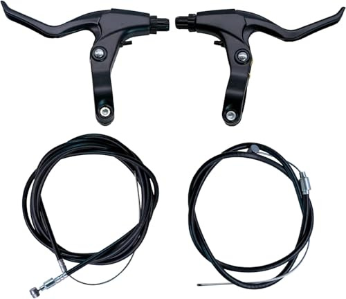 Wvu & Wvo 2 Stück Bremshebel Fahrrad Set mit Bremszug, Bowdenzug für V Brake & Mechanische Scheibenbremse, Fahrrad Bremsen Griff Aluminium