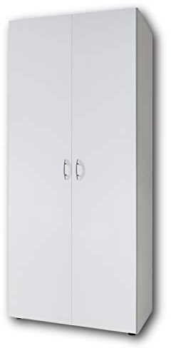 Stella Trading BASE Zeitloser Kleiderschrank in drei verschiedenen Größen - Vielseitiger Drehtürenschrank in Weiß - 80 x 177 x 52 cm (B/H/T)