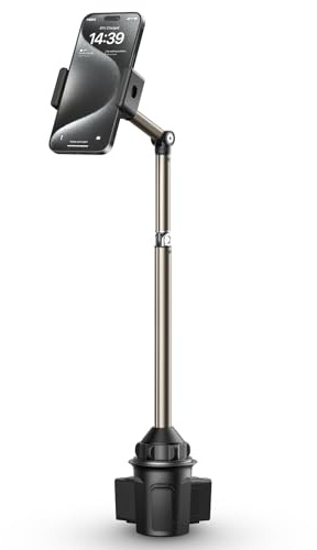 JSAUX Handyhalterung für den Auto-Getränkehalter, Metall-Langarm Ultrastabiler Handyhalter für KFZ - Verstellbar für iPhone 16 15 Pro Max 13 12 11, Samsung Galaxy S24 S23 Ultra, Google Pixel 9 Pro