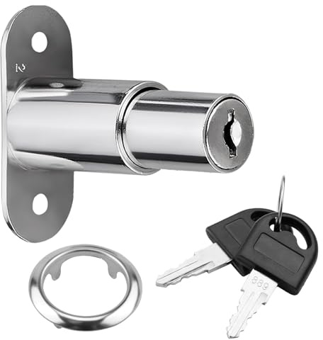 Schrankschloss Schiebetür, Druckzylinder Verschiedensperrend Möbel-Zylinder, Zylinder-Ø 19 mm, Robuster Stahl, Inklusive Schlüssel, Geeignet für Türdicke bis 32 mm