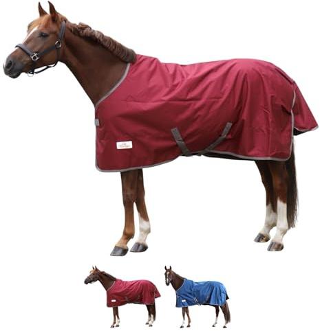 Marengos by Bucas - Weidedecke Freedom Turnout 600D – Winter- & Regendecke – wasserdichte Pferdedecke mit Innenfutter & Kreuzbegurtung – Weinrot/Dunkelblau – 165cm (50g/m² Füllung)
