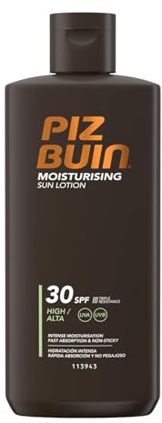Piz Buin Moisturising Sun Lotion Sonnencreme, LSF 30, 200 ml | Schnell einziehende Sonnencreme mit dreifach Sonnenschutz und Lichtschutzfaktor 30